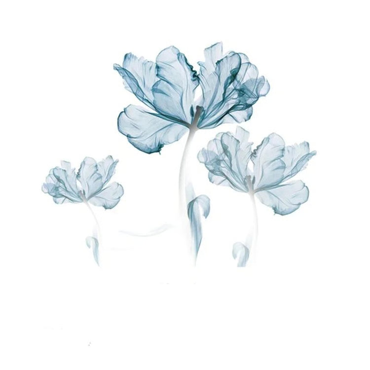 New Creative Nordic Blue Flower Wall Stickers, 3D Wall Art Decals, Home Living Room Sofa Warm Background Decoration