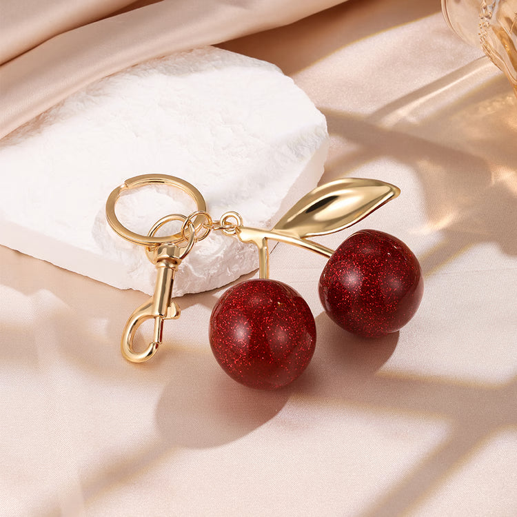 Sweet Summer Red Cherry Keychain Accessory