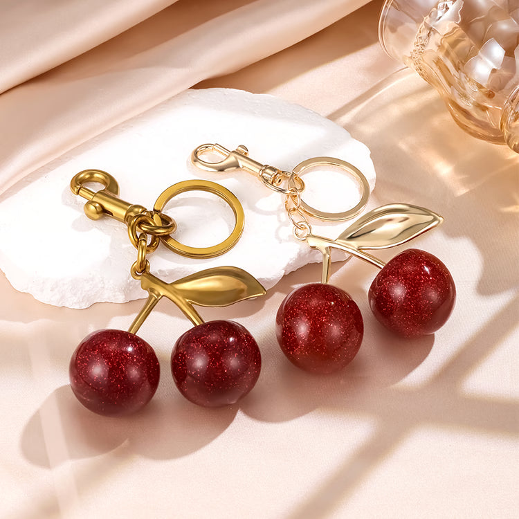 Sweet Summer Red Cherry Keychain Accessory