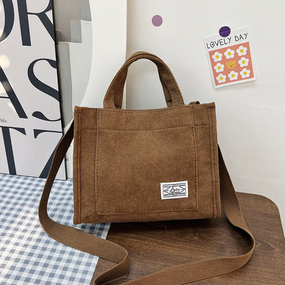 Casual Tote Bag, Shoulder Bag, Women's Square Crossbody Bag, Corduroy Crossbody Bag