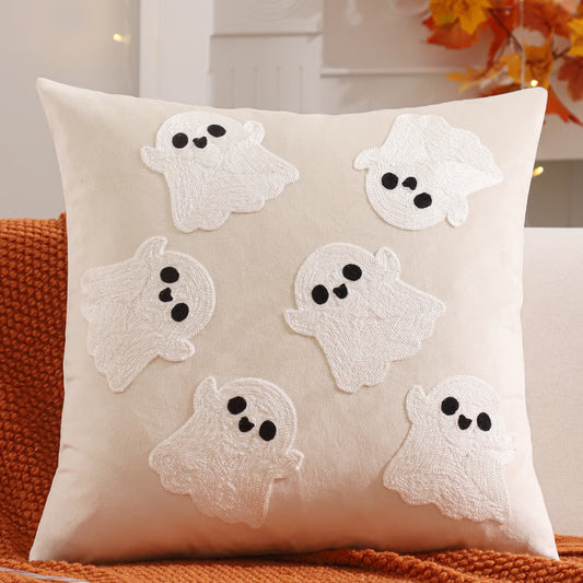 Halloween Decoration, Throw Pillow Cover Pumpkin, Ghost Embroidery, Harvest Home Living Room Accent Pillow