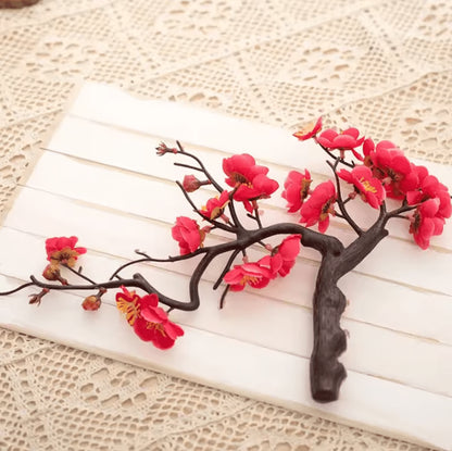 Lifelike Artificial Cherry Blossom Flowers – Silk Plum Blossom Stems for Wedding Table Decorations and Home Living Room