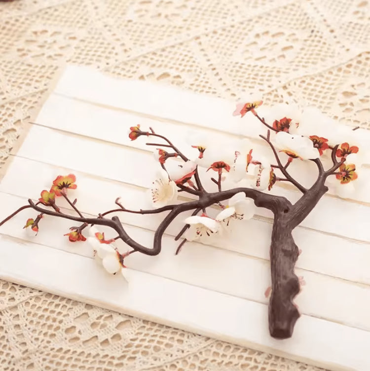 Lifelike Artificial Cherry Blossom Flowers – Silk Plum Blossom Stems for Wedding Table Decorations and Home Living Room