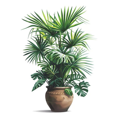 Green Plant Wall Decor Sticker for Home Living Room Bedroom Self Adhesive Potted Leaf Design