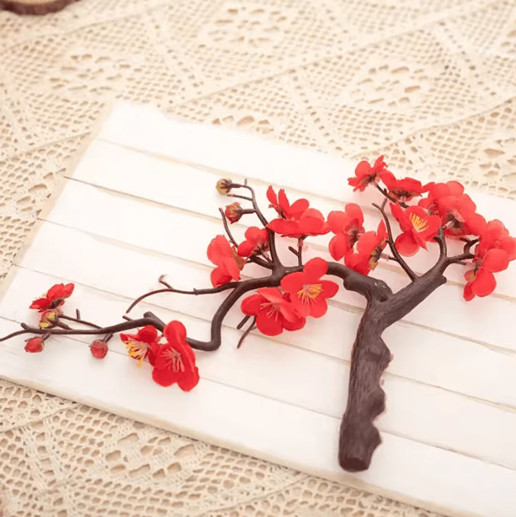 Lifelike Artificial Cherry Blossom Flowers – Silk Plum Blossom Stems for Wedding Table Decorations and Home Living Room