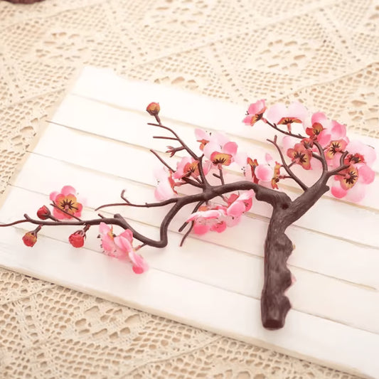 Lifelike Artificial Cherry Blossom Flowers – Silk Plum Blossom Stems for Wedding Table Decorations and Home Living Room