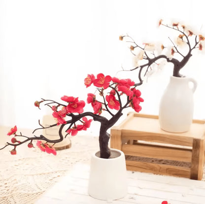 Lifelike Artificial Cherry Blossom Flowers – Silk Plum Blossom Stems for Wedding Table Decorations and Home Living Room