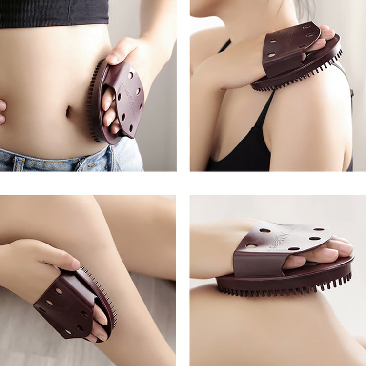 Set Of 2 Brown Massage Brushes, Body Meridian Weight Loss Brush, Home Salon Beauty Care
