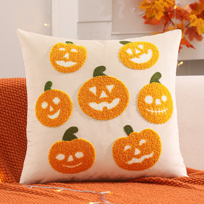 Halloween Decoration, Throw Pillow Cover Pumpkin, Ghost Embroidery, Harvest Home Living Room Accent Pillow