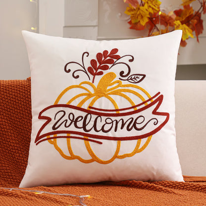 Halloween Decoration, Throw Pillow Cover Pumpkin, Ghost Embroidery, Harvest Home Living Room Accent Pillow